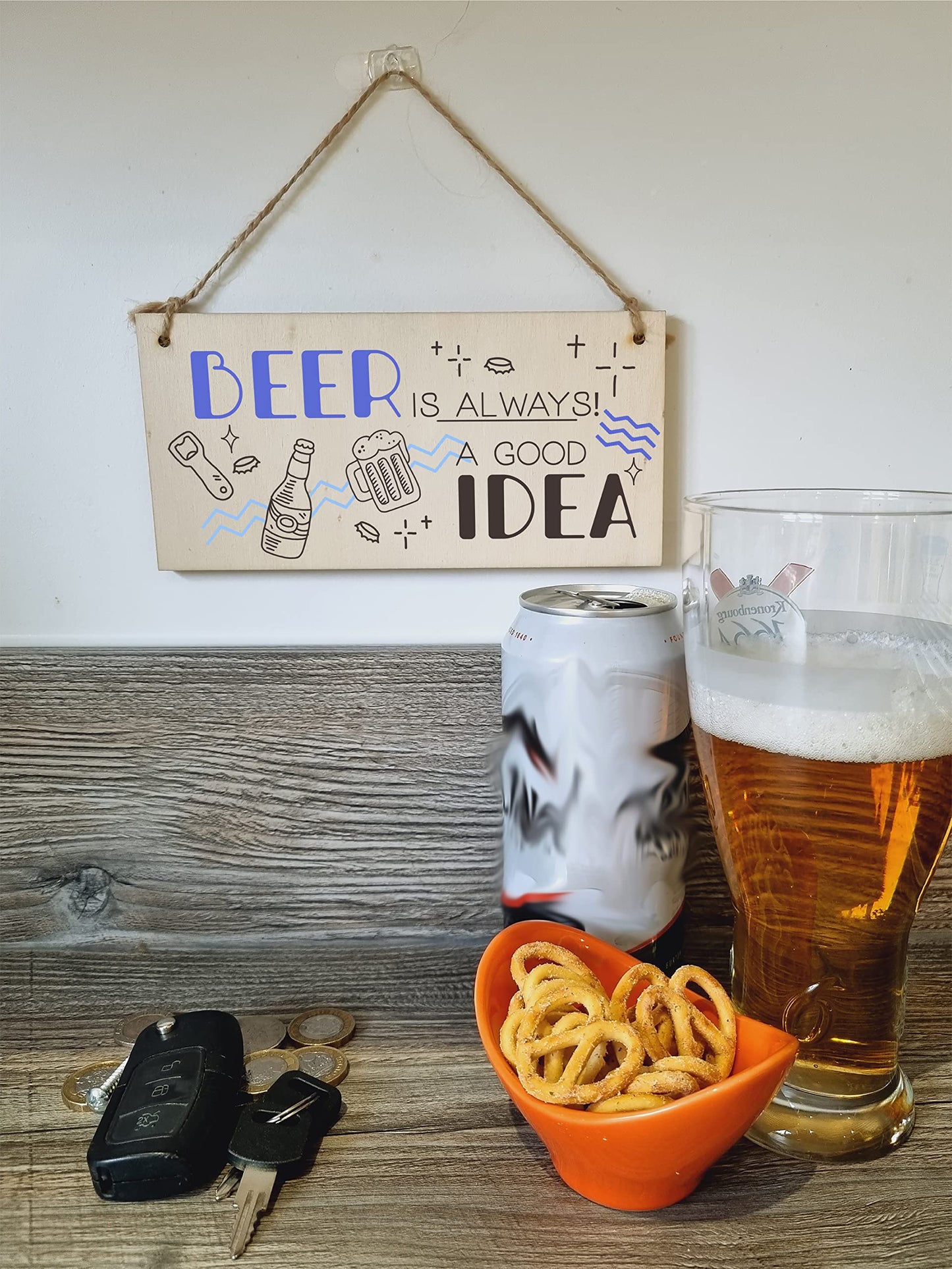 The Plum Penguin Handmade Wooden Hanging Wall Plaque Beer is Always a Good Idea Funny Novelty Sign Home Bar