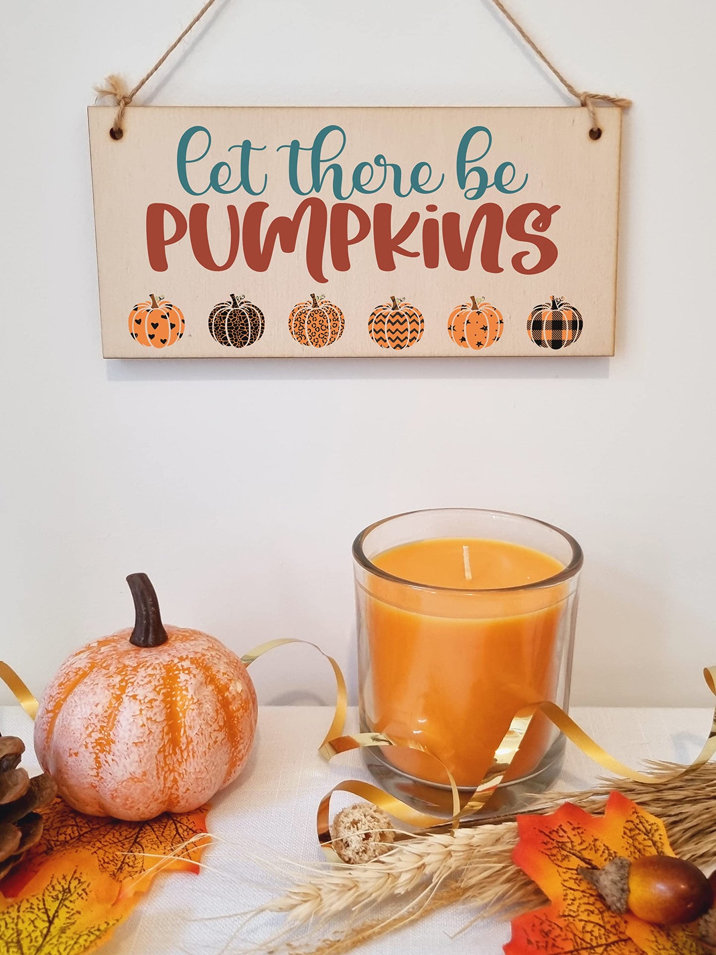 let there be pumpkins Seasonal Falling Leaves Decorative Sign Handmade Wooden Hanging Wall Plaque Gift Hallway Home Décor