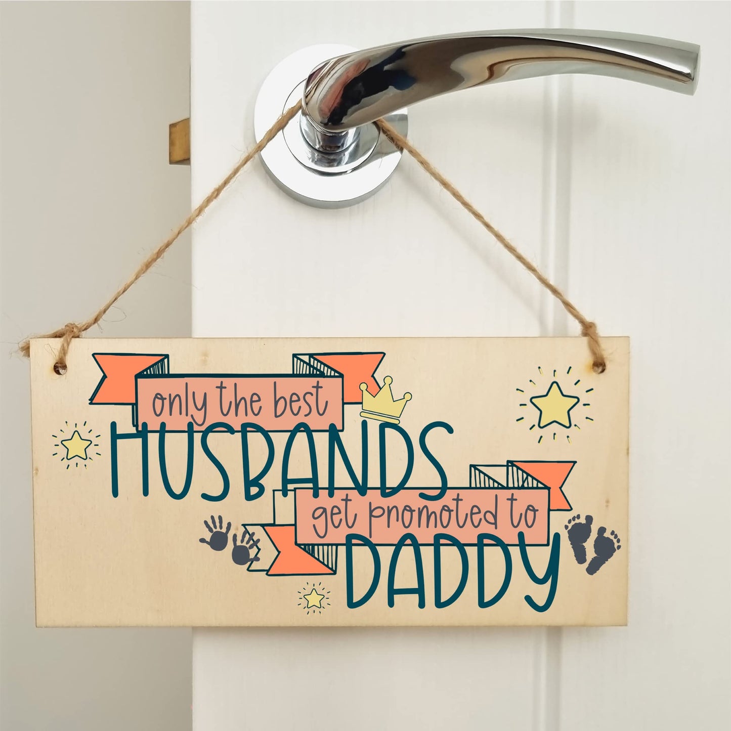 The Plum Penguin Handmade Wooden Hanging Wall Plaque Best Husbands Promoted to Daddy Sentimental Gift from Bump 1st Father's Day