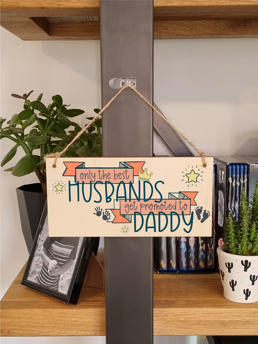 The Plum Penguin Handmade Wooden Hanging Wall Plaque Best Husbands Promoted to Daddy Sentimental Gift from Bump 1st Father's Day