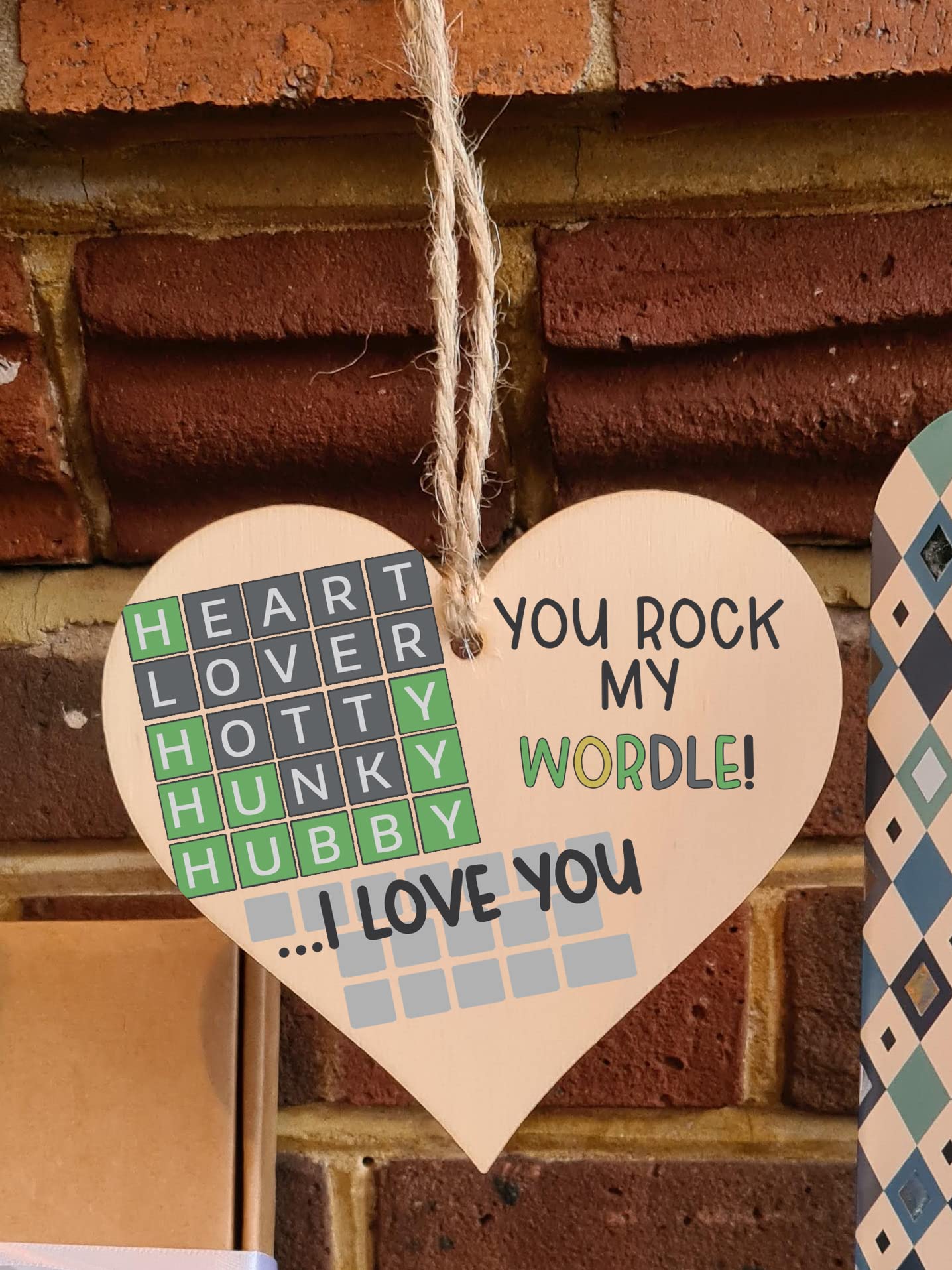 The Plum Penguin Handmade Wooden Hanging Heart Plaque Gift You Rock My World Wordle Love You Funny Hubby Husband Words