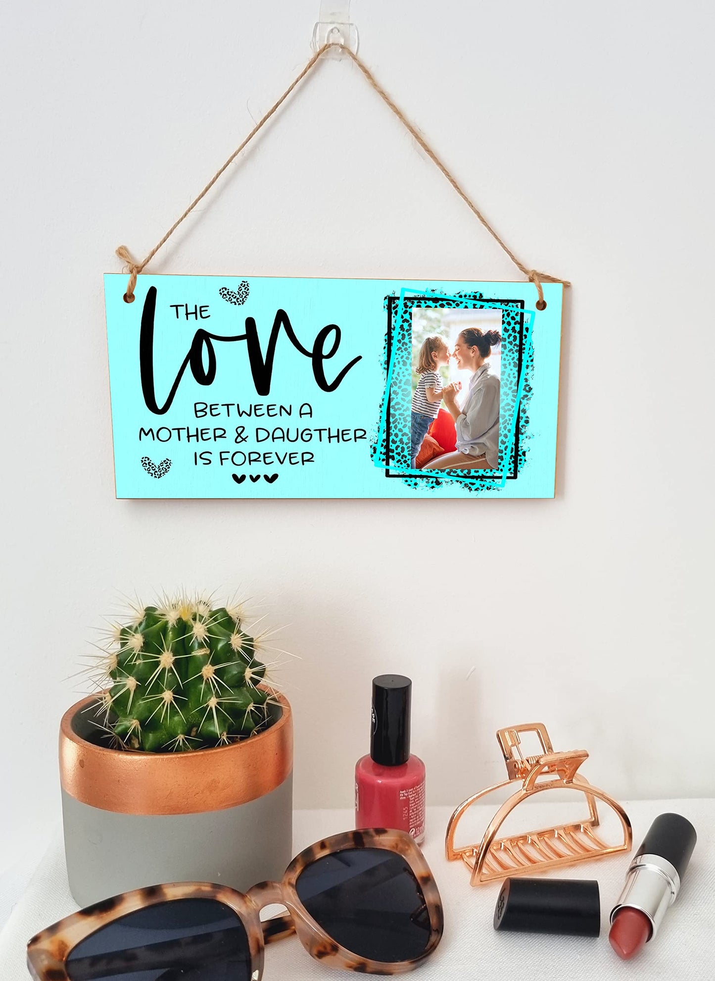 Personalised Wooden Plaque with Photo Love Between Mother and Daughter For Mum Mother's Day Sentimental Door Sign Hanging Home Decor