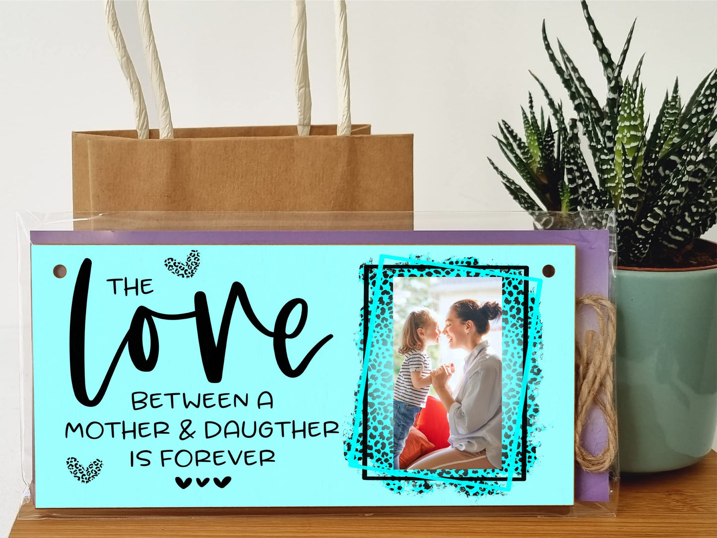 Personalised Wooden Plaque with Photo Love Between Mother and Daughter For Mum Mother's Day Sentimental Door Sign Hanging Home Decor