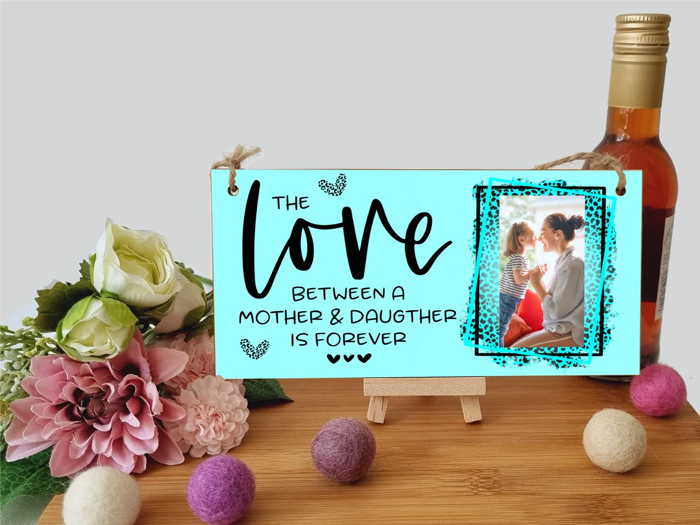 Personalised Wooden Plaque with Photo Love Between Mother and Daughter For Mum Mother's Day Sentimental Door Sign Hanging Home Decor