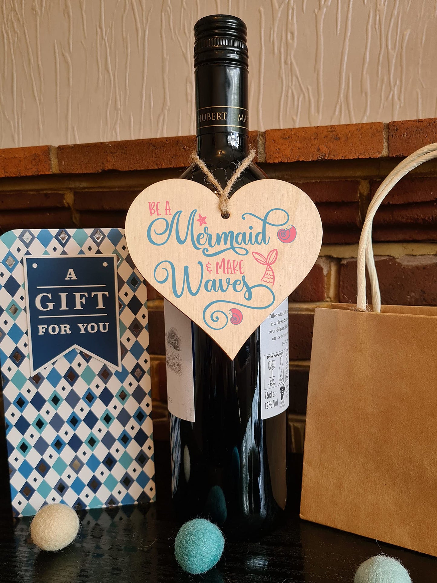 The Plum Penguin Be a Mermaid Make Waves Inspirational Hanging Heart Wooden Decoration Gift Card Alternative Motivate Friends Girls