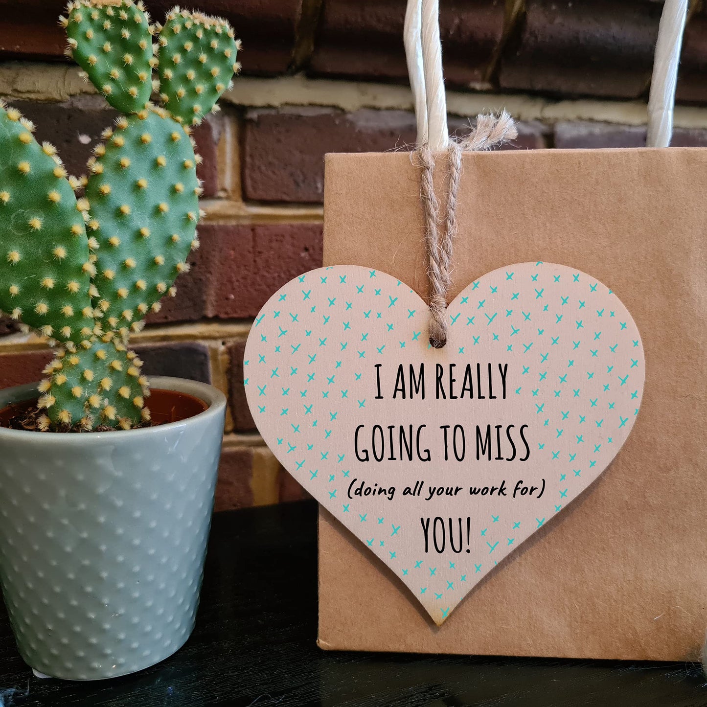 The Plum Penguin Handmade Wooden Hanging Heart Plaque Gift Gonna Miss You Funny Leaving Card Alternative Friend Colleague Present