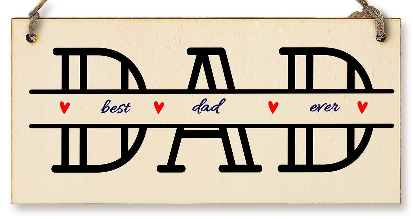 The Plum Penguin Handmade Wooden Hanging Wall Plaque Best Dad Ever Monogram Style Office Man Cave Sign