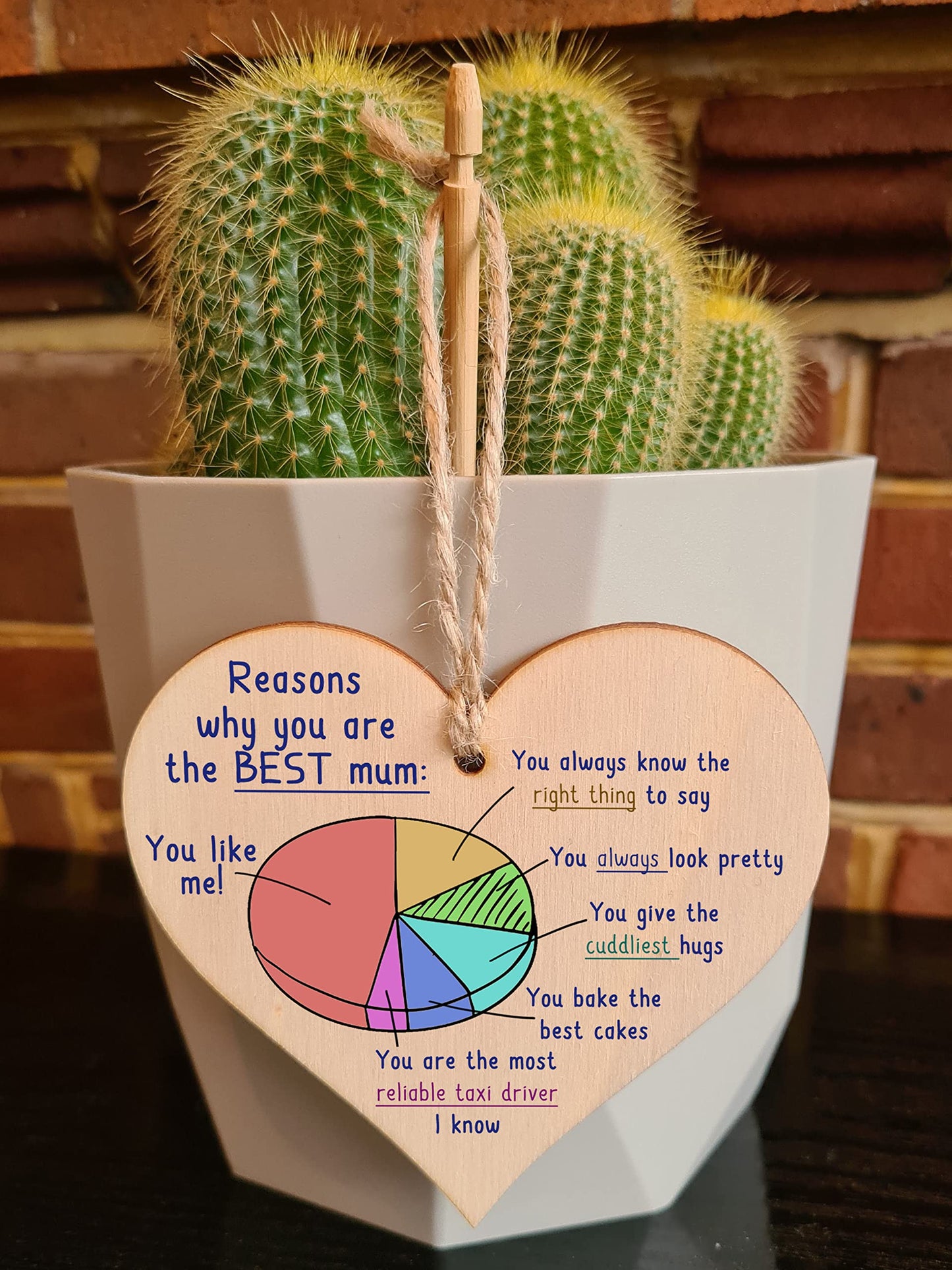 Handmade Wooden Hanging Heart Plaque perfect for Mum fun inspirational keepsake Reason why you are the best mum look pretty best hugs card alternative from kids wall hanger