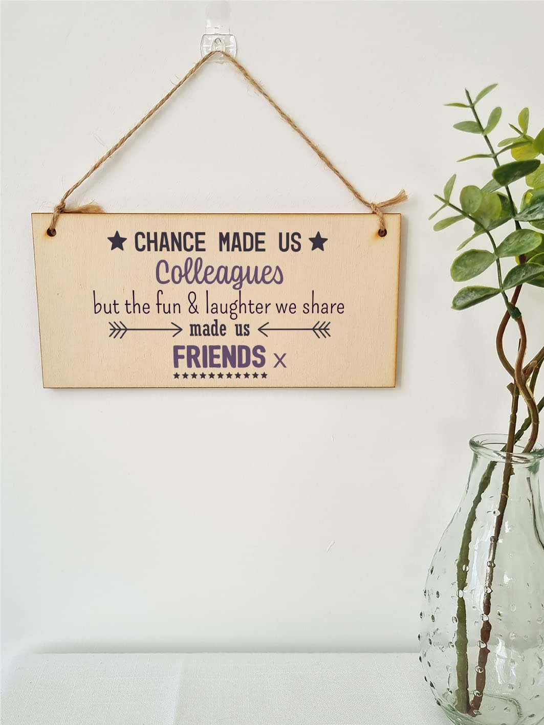 The Plum Penguin Handmade Wooden Hanging Wall Plaque Chance Made Us Colleagues Fun and Laughter Friends Workmate Leaving Gift