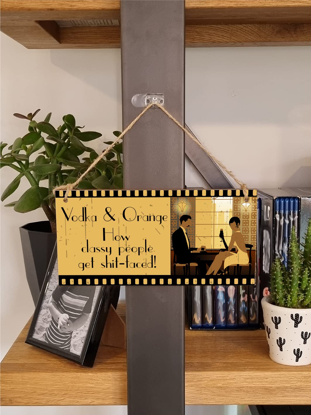 The Plum Penguin Handmade Wooden Hanging Wall Plaque Vodka and How Classy People Get Drunk Pun Novelty Sign for Home Bar Kitchen