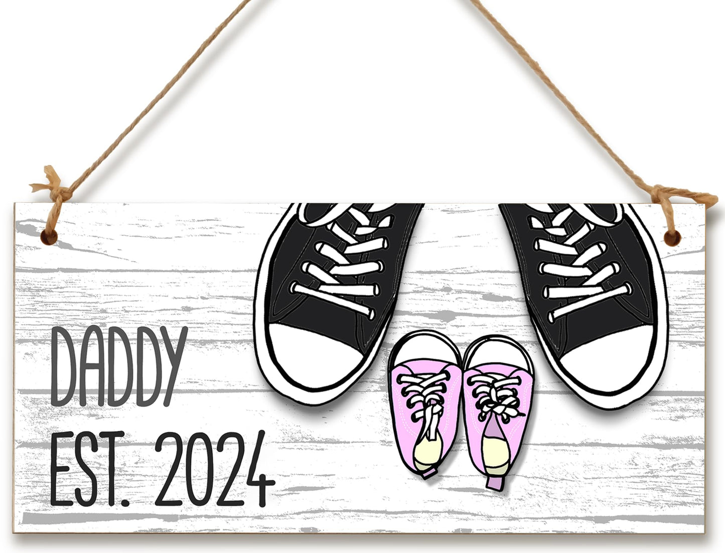 The Plum Penguin Handmade Wooden Hanging Wall Plaque Daddy Est 2022 Novelty Cute Sign New Dad from Baby 1st