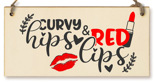 The Plum Penguin Handmade Wooden Hanging Wall Plaque Curvy Hips Red Lips Decorative Funny Friendship Gift Sassy Queen