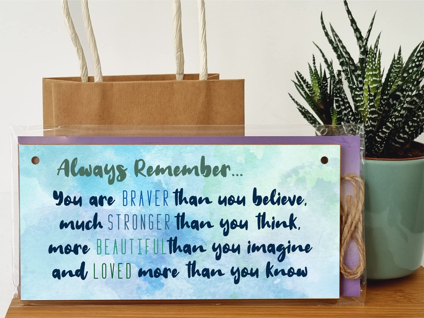 The Plum Penguin Handmade Wooden Hanging Wall Plaque Always Remember You Are Stronger Beautiful Loved Inspirational Friendship Gift