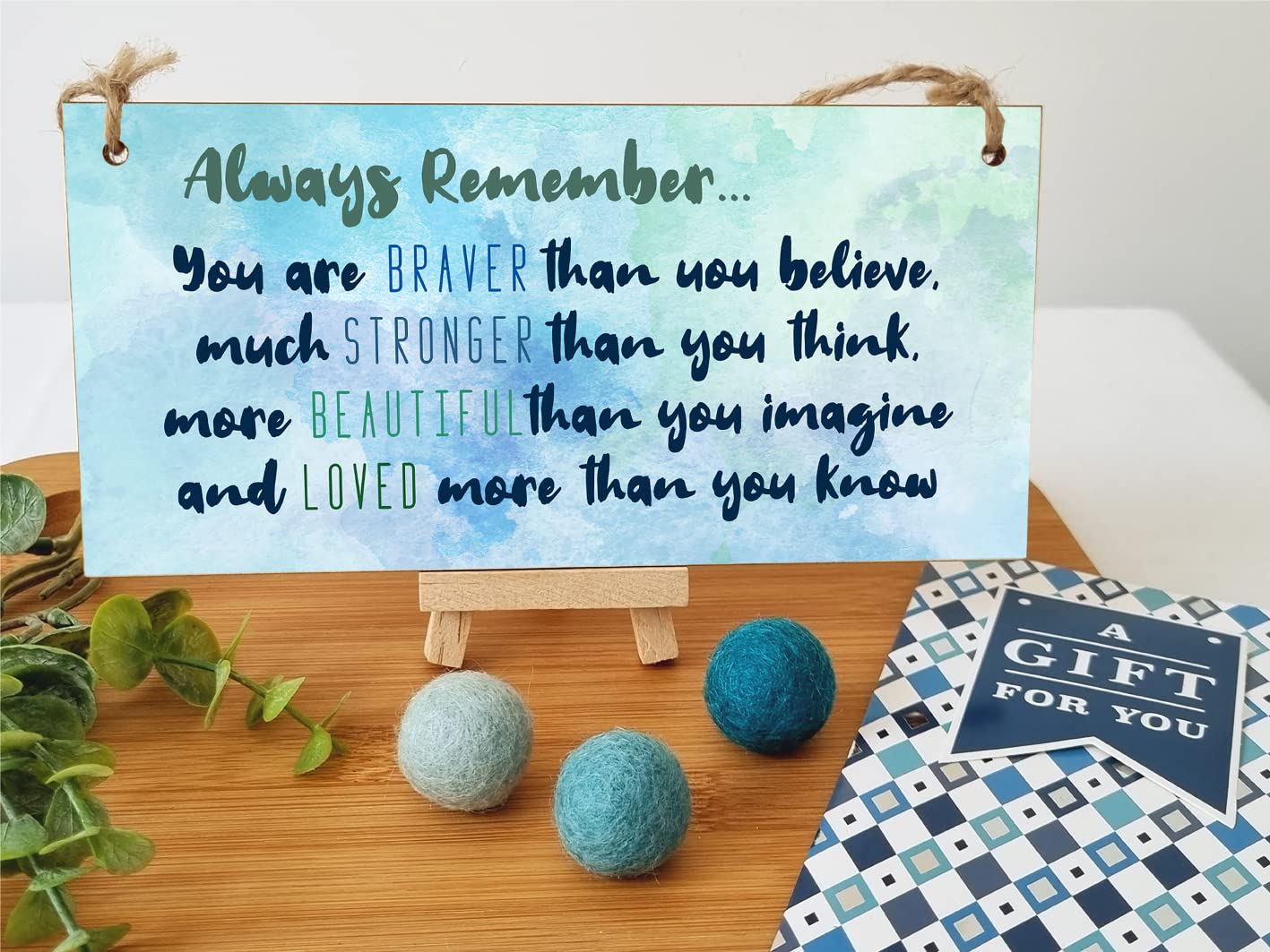 The Plum Penguin Handmade Wooden Hanging Wall Plaque Always Remember You Are Stronger Beautiful Loved Inspirational Friendship Gift