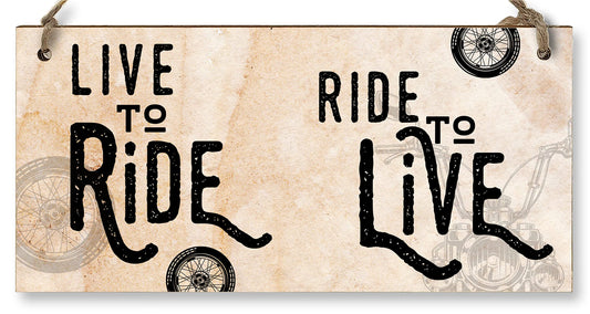 The Plum Penguin Handmade Wooden Hanging Wall Plaque Ride to Live Motorbike Enthusiast Bike Harley Decorative Sign Man Cave Garage
