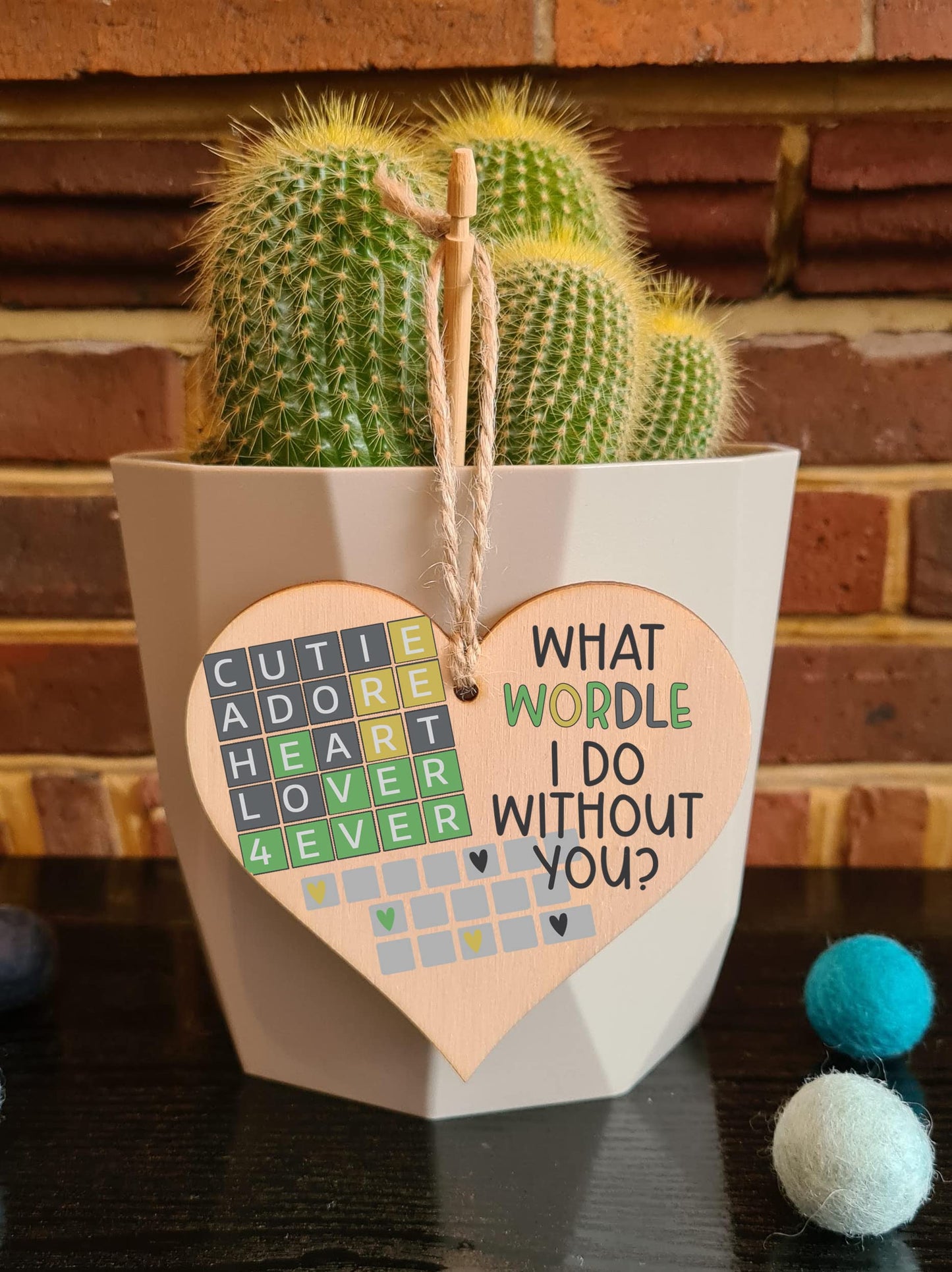 The Plum Penguin Handmade Wooden Hanging Heart Plaque Gift What Would I Do Without You Wordle Funny Cute Play on Words