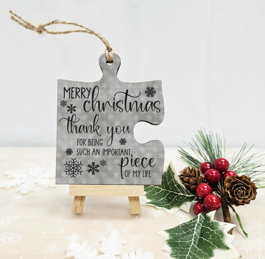 The Plum Penguin Christmas Hanging Jigsaw Puzzle Piece Gift Tag Thank You important Piece Bauble Sign Ornament