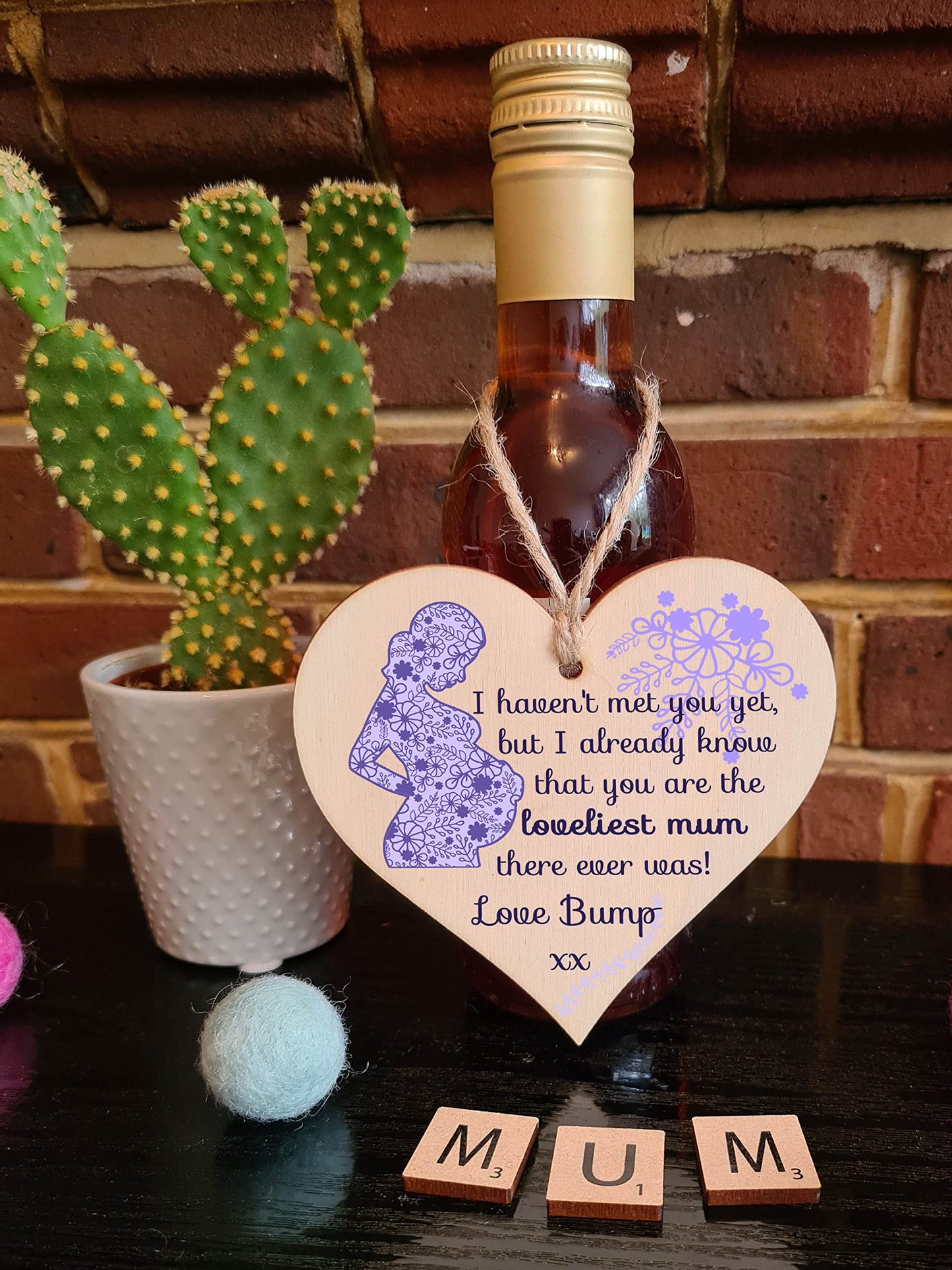 The Plum Penguin Handmade Wooden Hanging Heart Plaque perfect for mum to be pregnant special keepsake loveliest mum to be from bump cute fun card alternative from baby