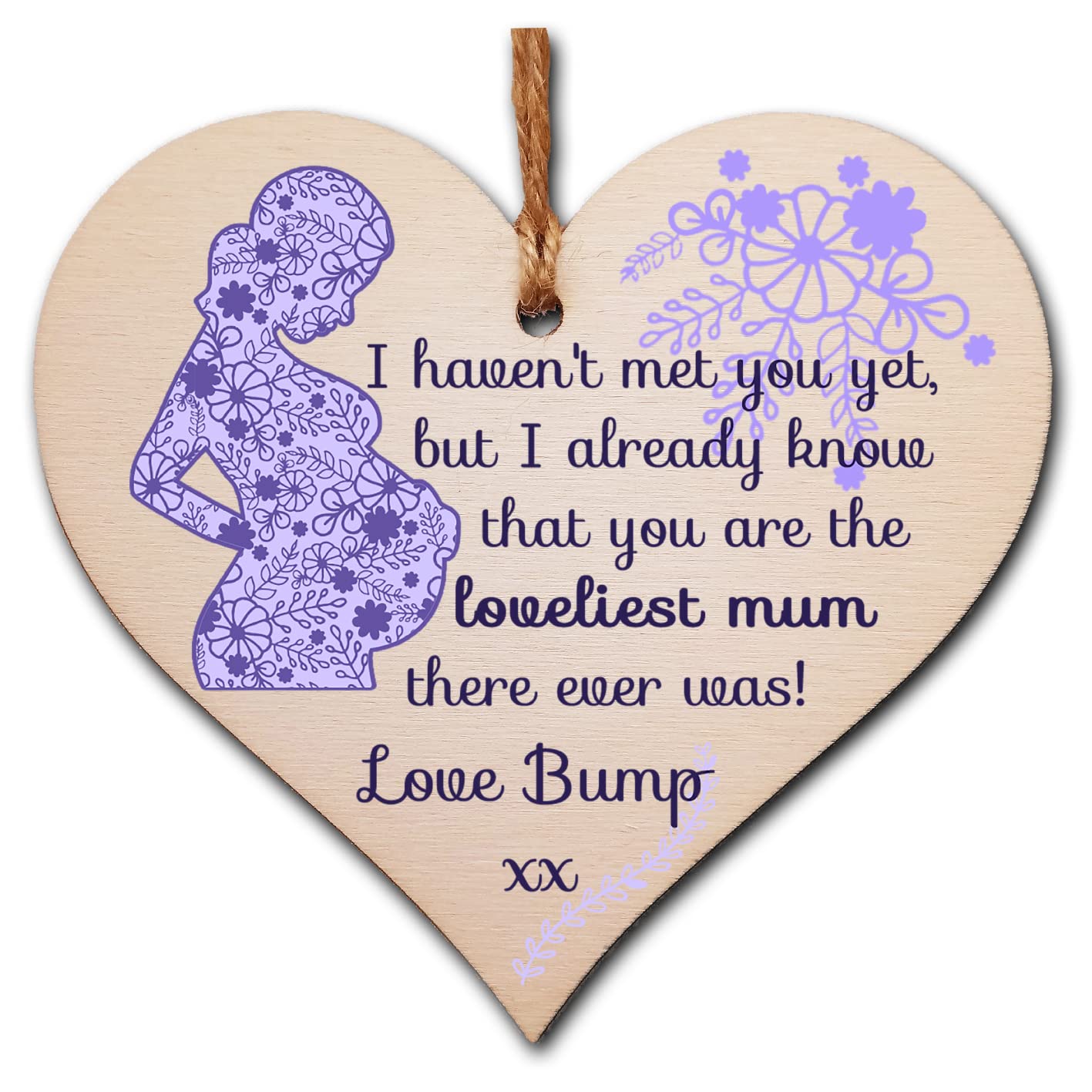 The Plum Penguin Handmade Wooden Hanging Heart Plaque perfect for mum to be pregnant special keepsake loveliest mum to be from bump cute fun card alternative from baby