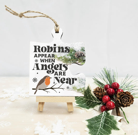 The Plum Penguin Christmas Hanging Jigsaw Puzzle Piece Gift Tag Robins Appear Angels Rememberance Bauble Ornament