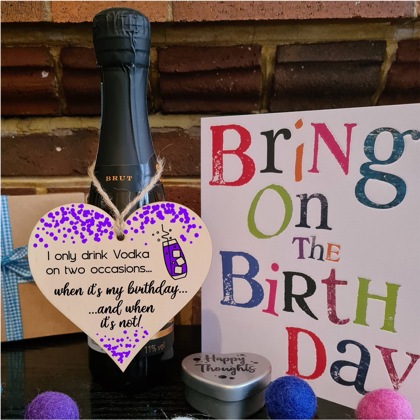 The Plum Penguin Handmade Wooden Hanging Heart Plaque Gift I only drink Vodka on two occasions Novelty Alcohol Funny Birthday Keepsake