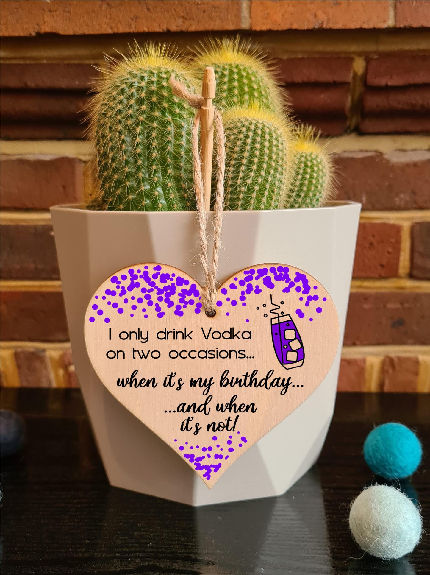 The Plum Penguin Handmade Wooden Hanging Heart Plaque Gift I only drink Vodka on two occasions Novelty Alcohol Funny Birthday Keepsake