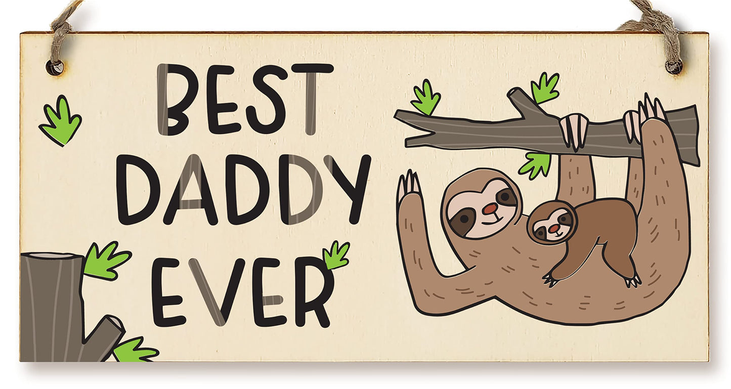 The Plum Penguin Handmade Wooden Hanging Wall Plaque Best Daddy Ever Decorative Sentimental Gift Father's Day Office Man Cave