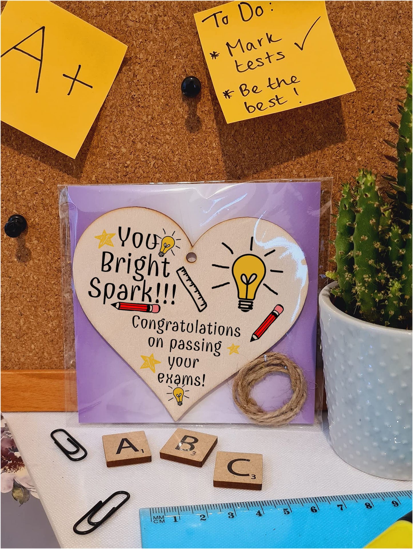 Handmade Wooden Hanging Heart Plaque Gift Well done on Passing Your Exams Congratulations Graduation Keepsake