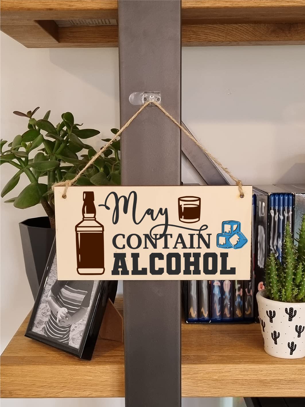 The Plum Penguin May Contain Alcohol Funny Novelty Handmade Wooden Hanging Wall Plaque Gift Home Bar Man Cave Sign Decoration