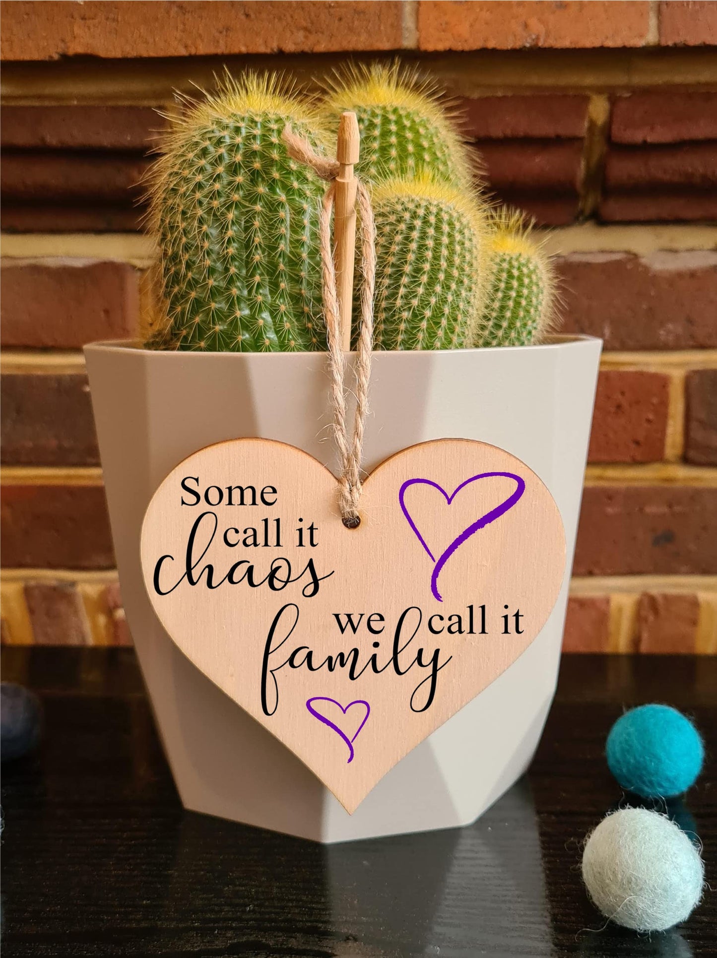Some Call it Chaos Family Fun Sentimental Hanging Heart Wooden Decoration Gift Card Alternative Mum Grandma