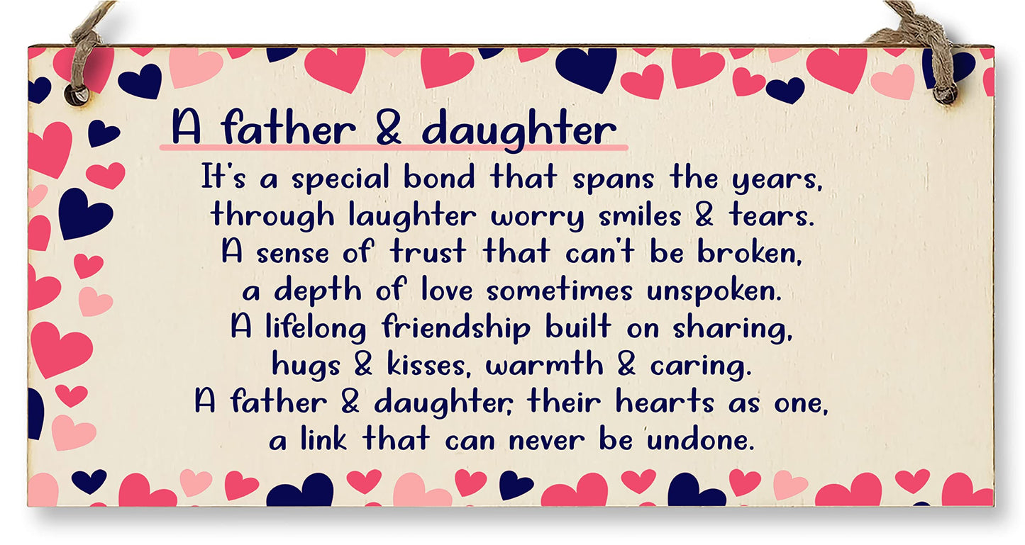 The Plum Penguin Handmade Wooden Hanging Wall Plaque Daddy Daughter Special Bond Hugs Kisses Decorative Sentimental Gift Father's Day