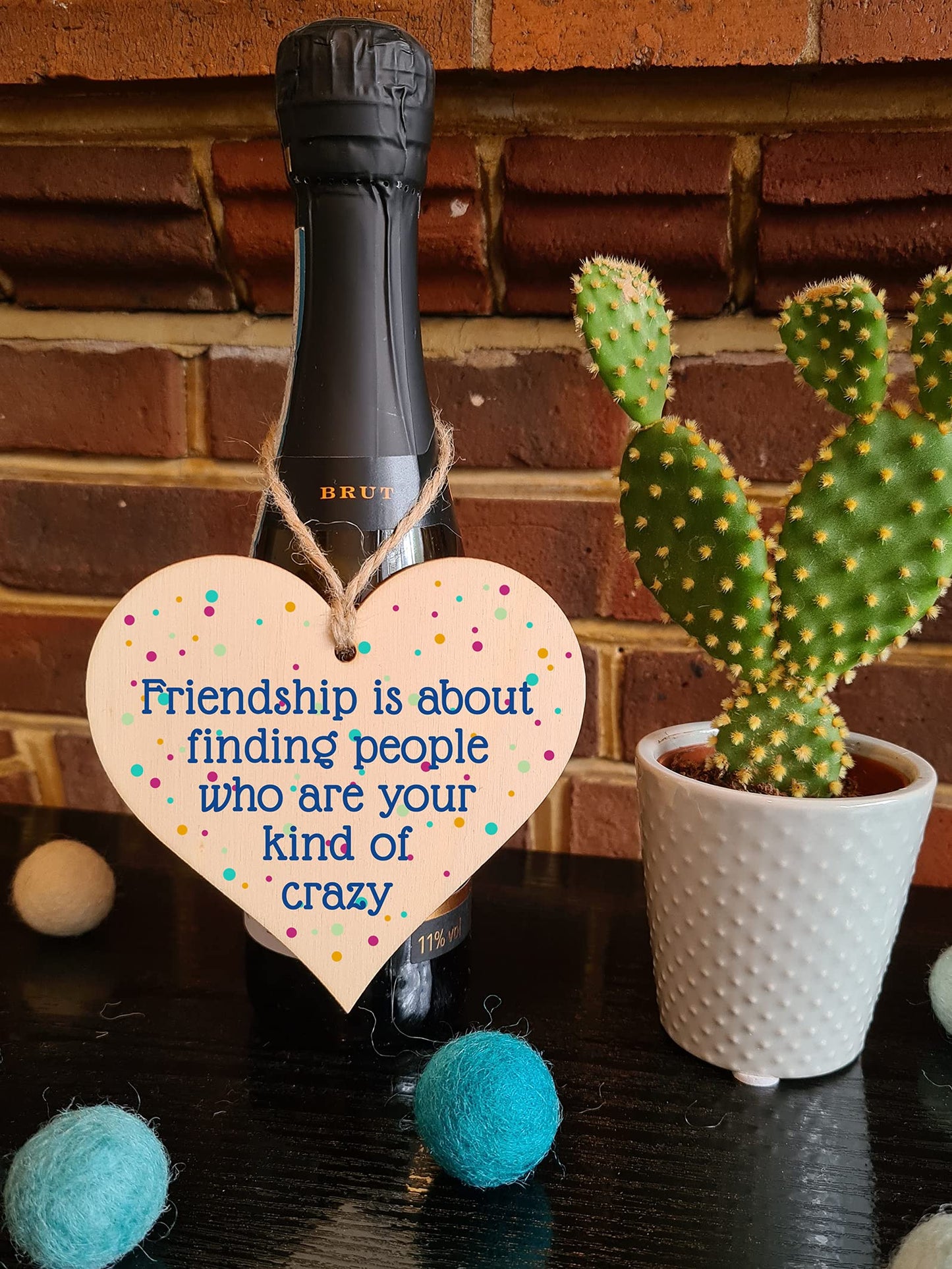 The Plum Penguin Handmade Wooden Hanging Heart Plaque Gift Friendship Your Kind of Crazy Funny Wall hanger Friend Colleague Present Card Alternative