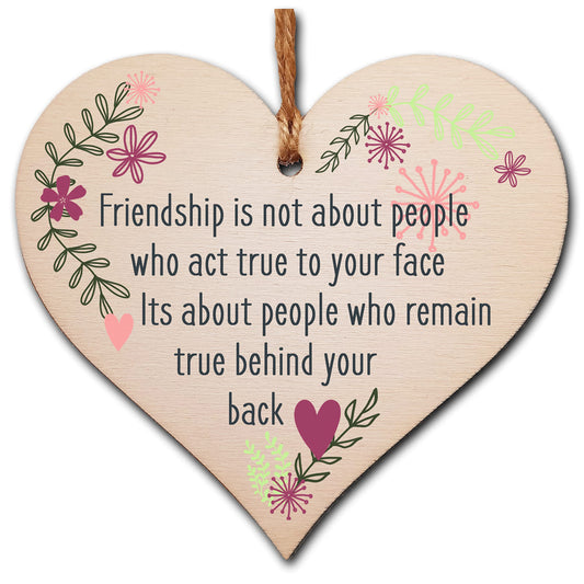 The Plum Penguin Handmade Wooden Hanging Heart Plaque Gift Friends Stay True Friendship Wall Hanger Colleague Present Card Alternative