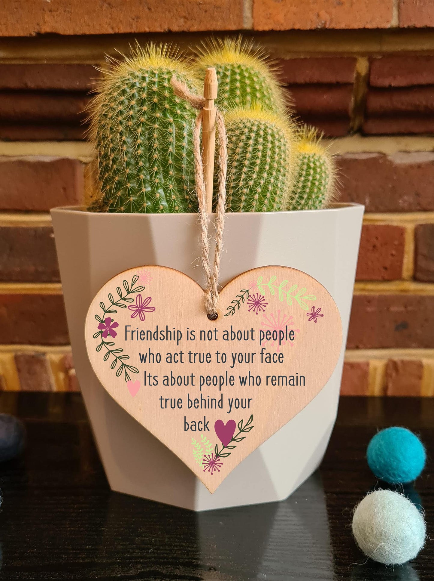 The Plum Penguin Handmade Wooden Hanging Heart Plaque Gift Friends Stay True Friendship Wall Hanger Colleague Present Card Alternative