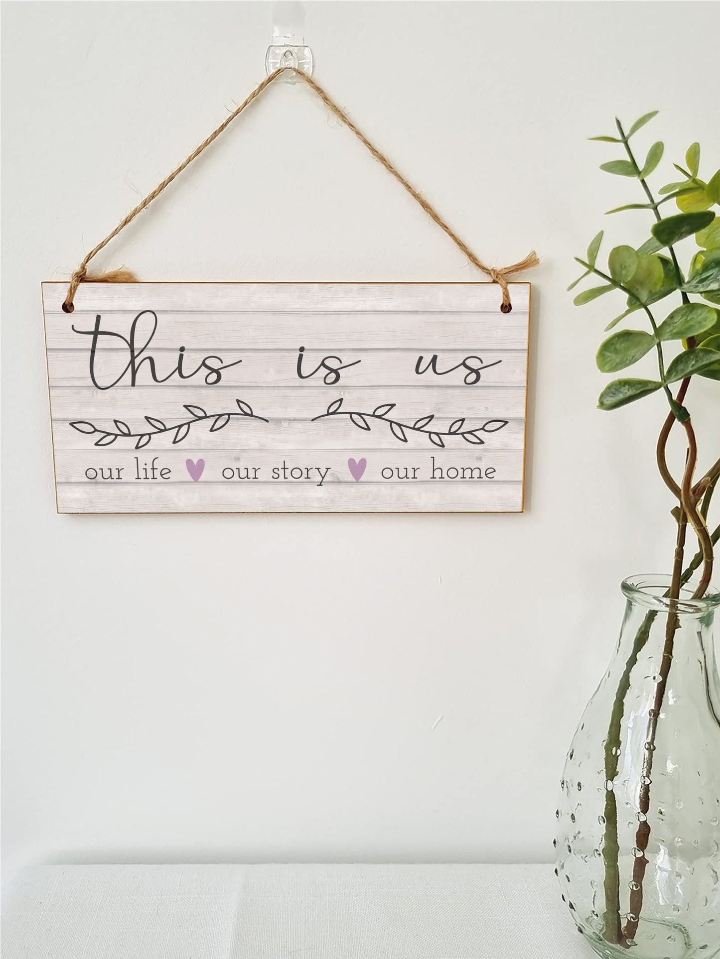 The Plum Penguin Handmade Wooden Hanging Wall Plaque This Is Us Our Life Our Story Our Home Sentimental Decorative Sign Family