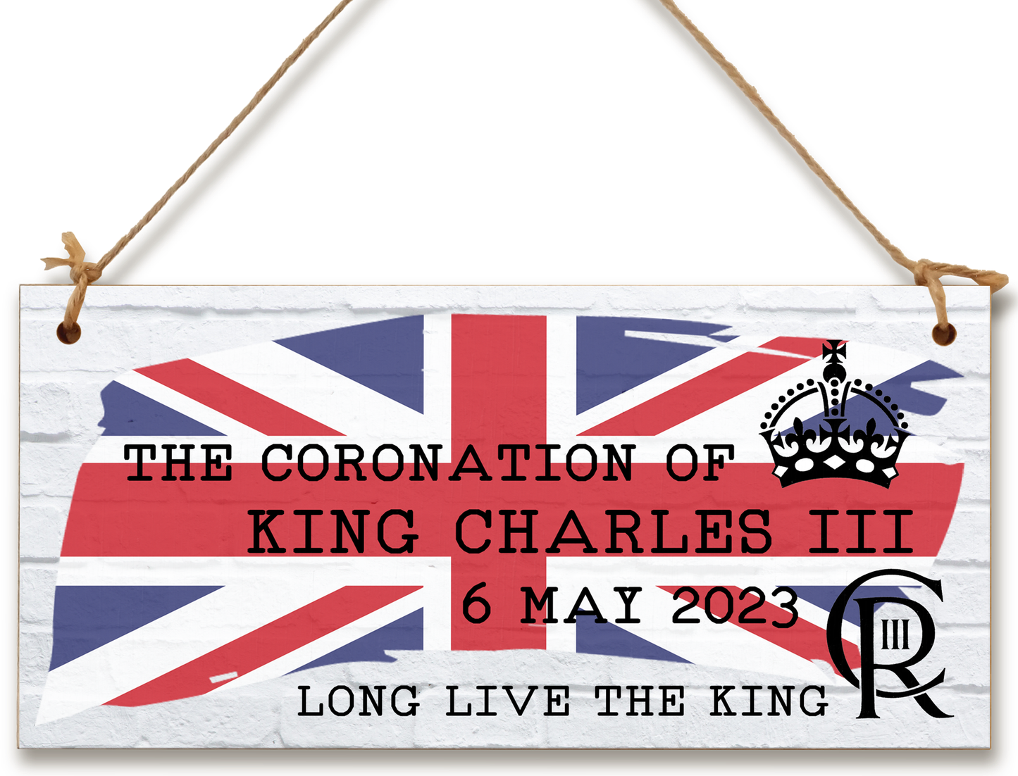 King Charles III Coronation Hanging Wooden Plaque 6th May 2023 Decorations Celebration Party Bunting Alternative Keepsake Royal Memorabilia