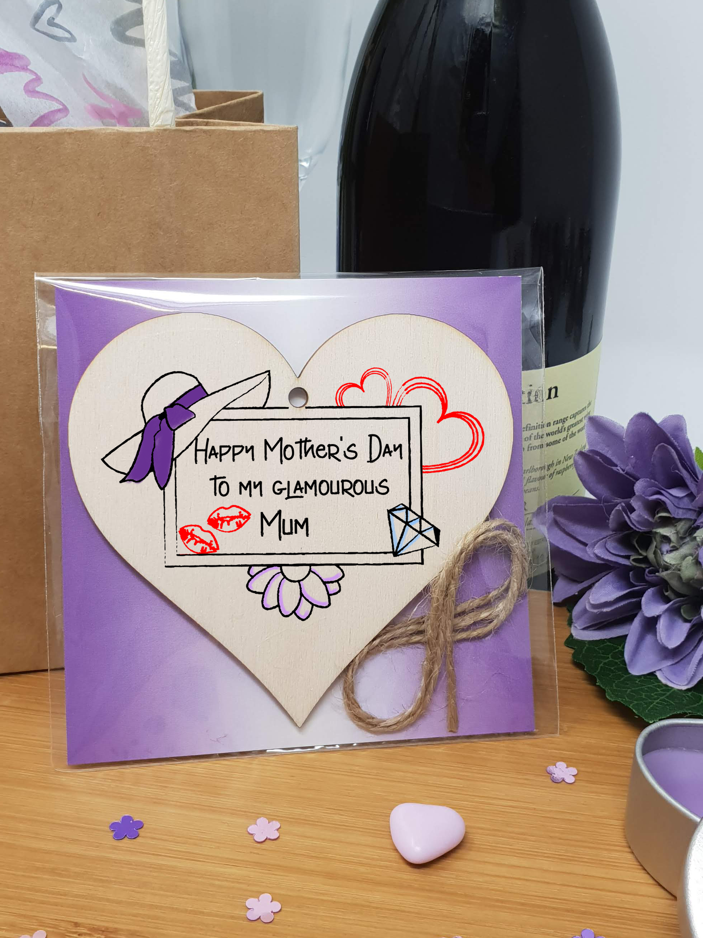 Handmade Wooden Hanging Heart Plaque Mother's Day Gift perfect for glamourous stylish Mums special keepsake card alternative from children wall hanger for special parent