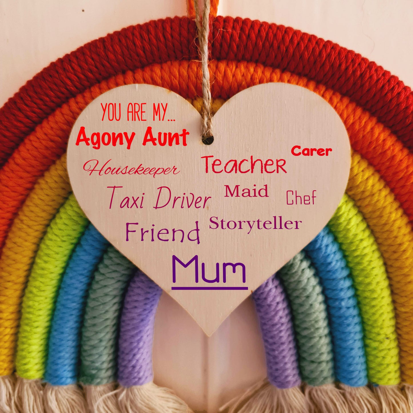 Handmade Wooden Hanging Heart Plaque Mother's Day Gift perfect for Mum fun inspirational keepsake Mum you are Friend Teacher Taxi Driver wall hanger card alternative from daughter son kids