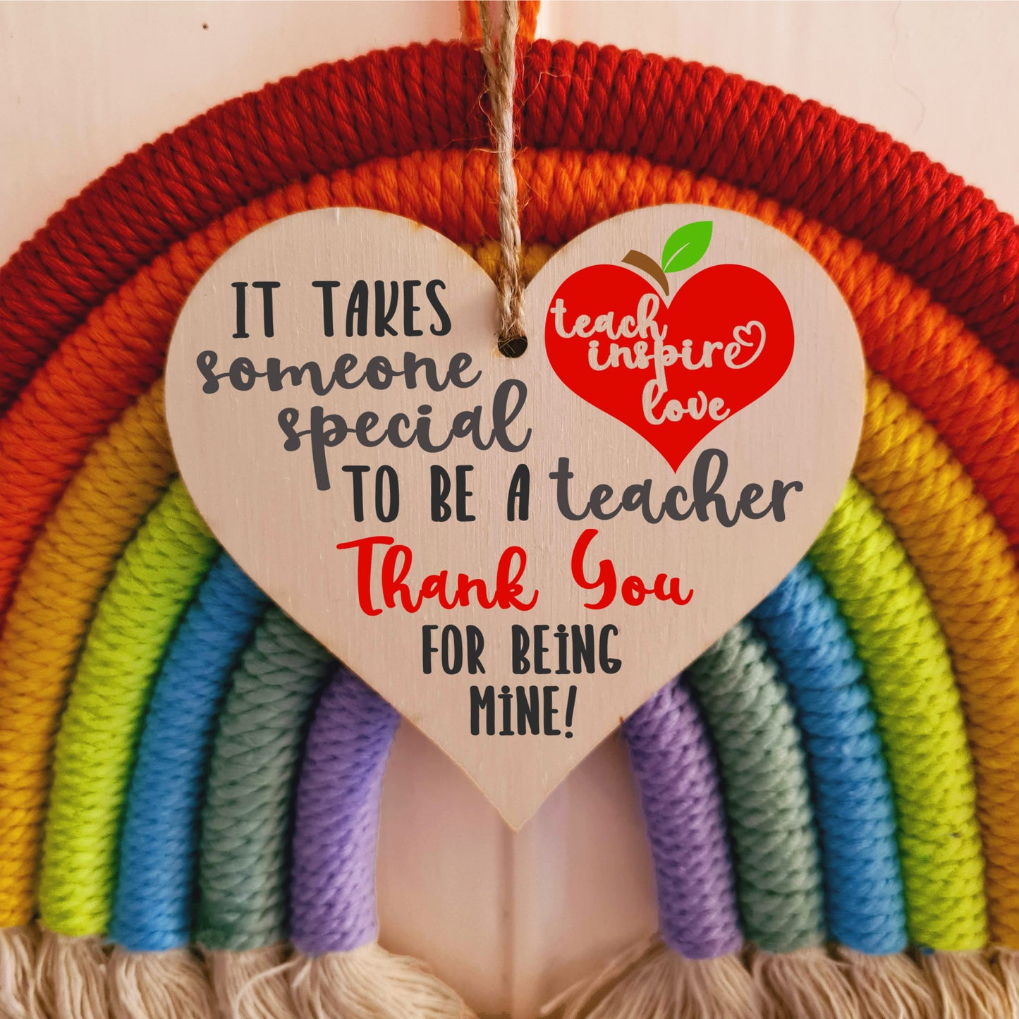 Someone Special to Be a Teacher Thank You Hanging Heart Wooden Decoration End of Term Gift Card Alternative