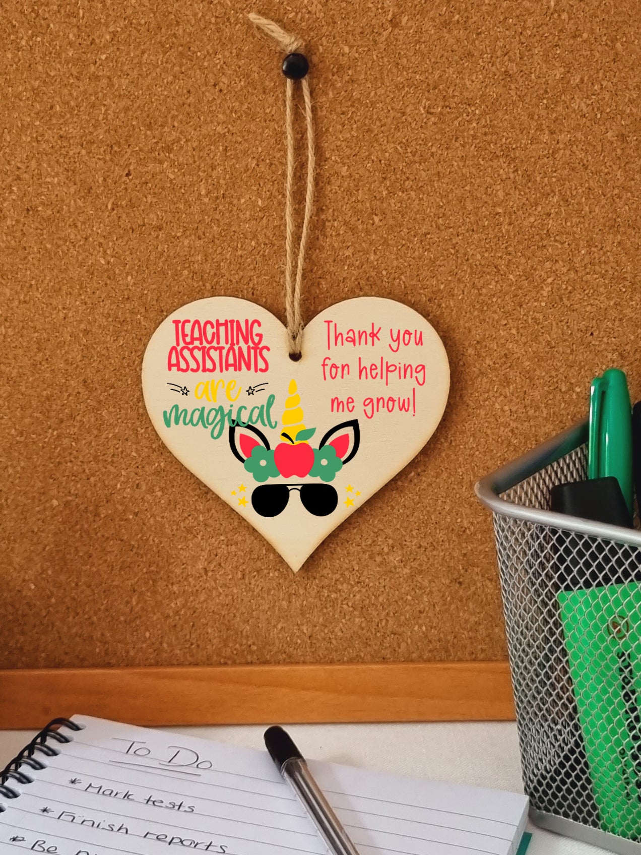 Teaching Assistants Are Magical Unicorn Thank You Hanging Heart Wooden Decoration End of Term Gift Card Alternative