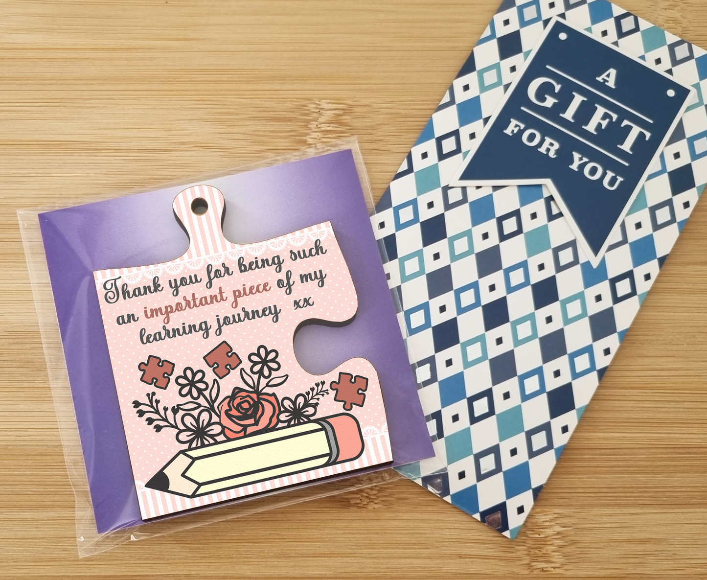 Thank You Important Piece Learning Journey Best Teacher Jigsaw Puzzle Shaped Decorative Hanging Plaque Sign End of Term Gift