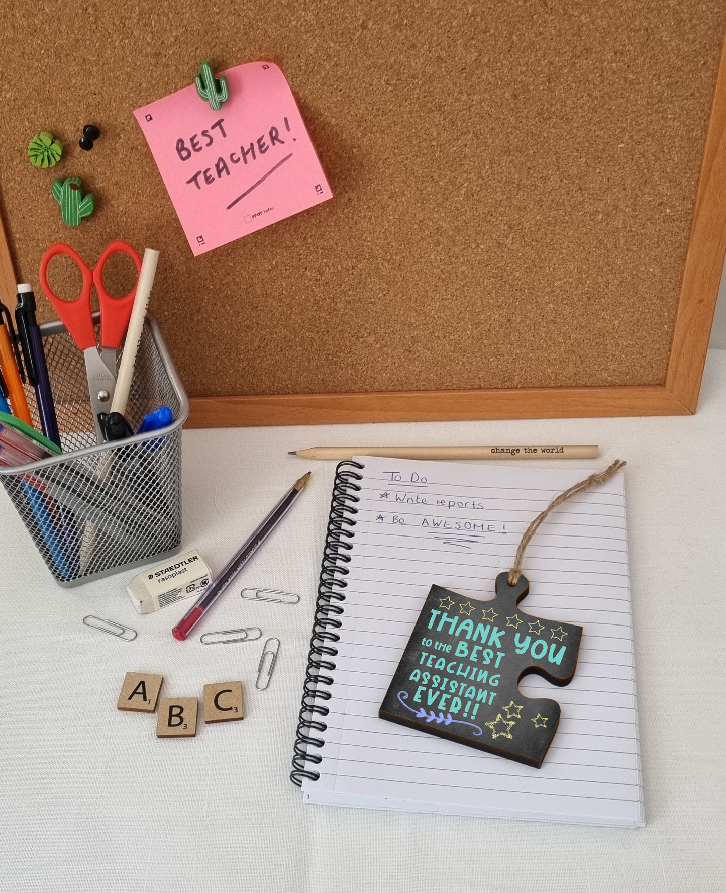 Thank You Best Teaching Assistant Jigsaw Puzzle Shaped Decorative Hanging Plaque Sign Card Alternative End of Term Gift