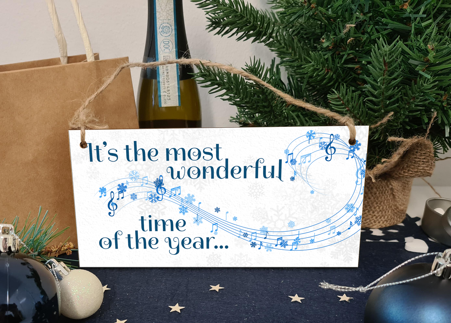 Most Wonderful Time of the Year Christmas Decorative Sign Carols Songs Musical Handmade Wooden Hanging Wall Plaque Gift