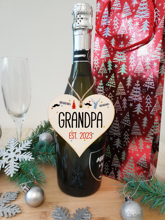 Handmade Christmas Hanging Wooden Heart Plaque Decoration Gift perfect grandpas grandparents newborns 2022