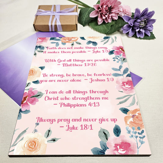 Christian Bible Verse A4 Wooden Plaque Print Sign Wall Art for Home Decor Gifts for Women Inspirational Comforting Family