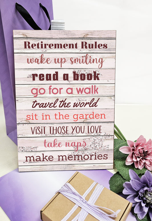 Motivational Wall Art Sign Plaque Inspire Every Day Vibrant Print Retirement Rules A4 Wooden Home Decor Uplifting Decoration