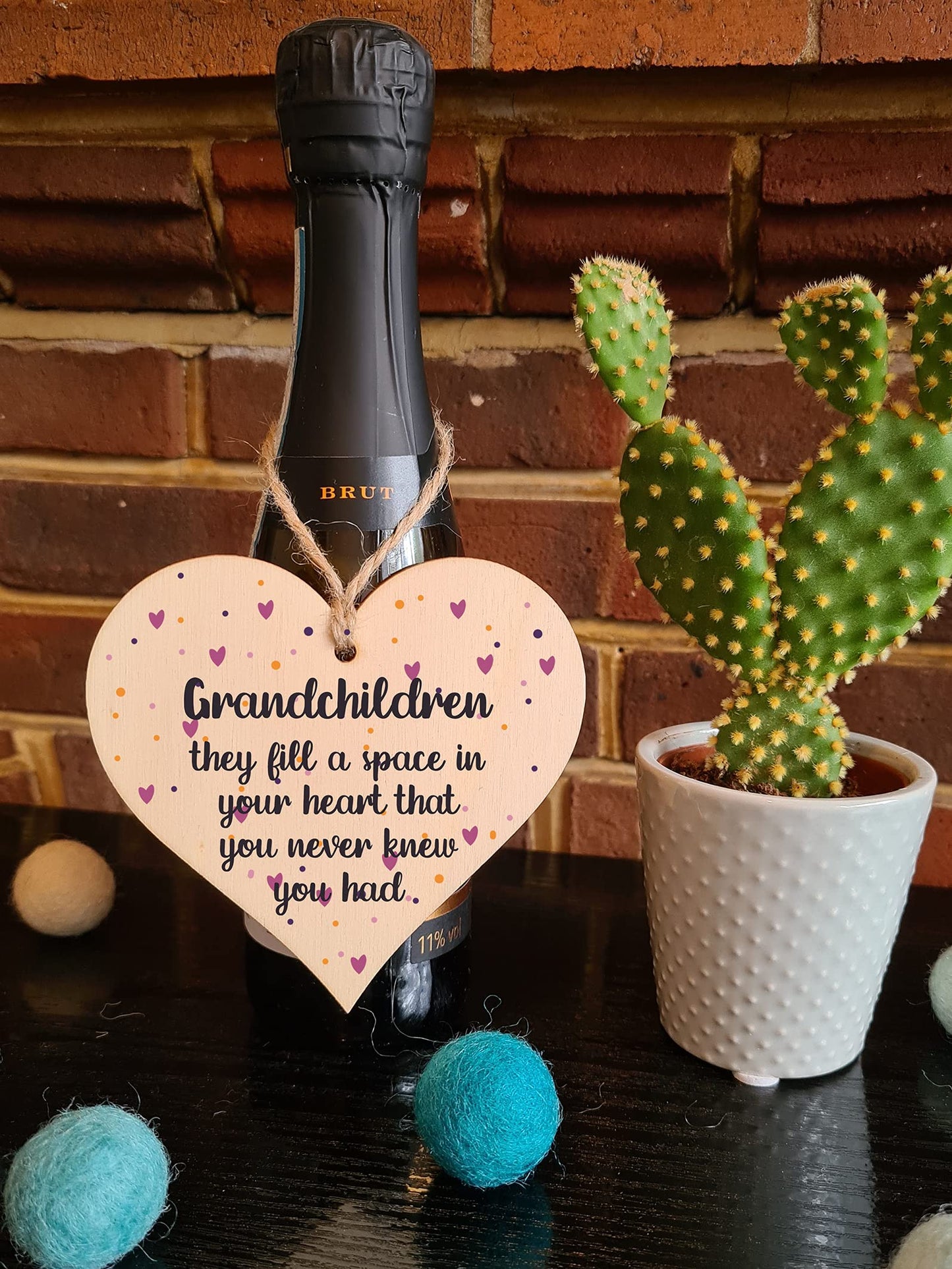 The Plum Penguin Handmade Wooden Hanging Heart Plaque Gift Grandchildren Fill Heart Wall Hanger Grandparents Family Thoughtful Wall Hanger