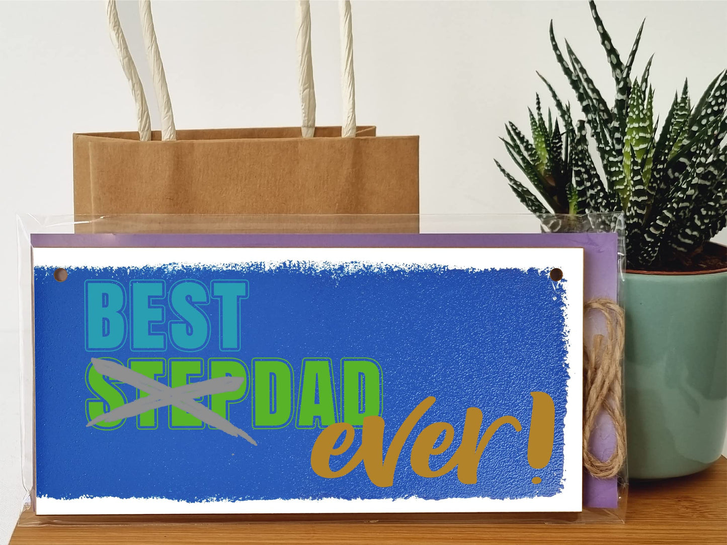 Handmade Wooden Hanging Wall Plaque Best STEP DAD Ever Decorative Sentimental Gift Father's Day Office Man Cave