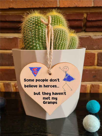 Handmade Wooden Hanging Heart Plaque Gift for Gramps Novelty Funny Keepsake