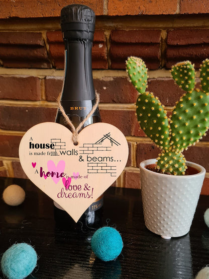 The Plum Penguin Handmade Wooden Hanging Heart Plaque Gift House Walls Home Love Dreams Inspirational Wall Hanger Card Alternative Friendship Family